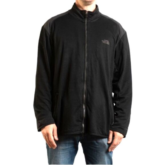 The North Face TKA Stealth Black Mesh Fleece Full Length Zipper Jacket Size XL - Picture 1 of 16